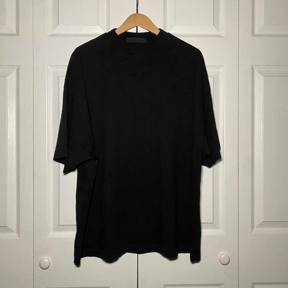 Men's Fear of God Essentials Oversized Crewneck T-Shirt Logo Jet Black Medium